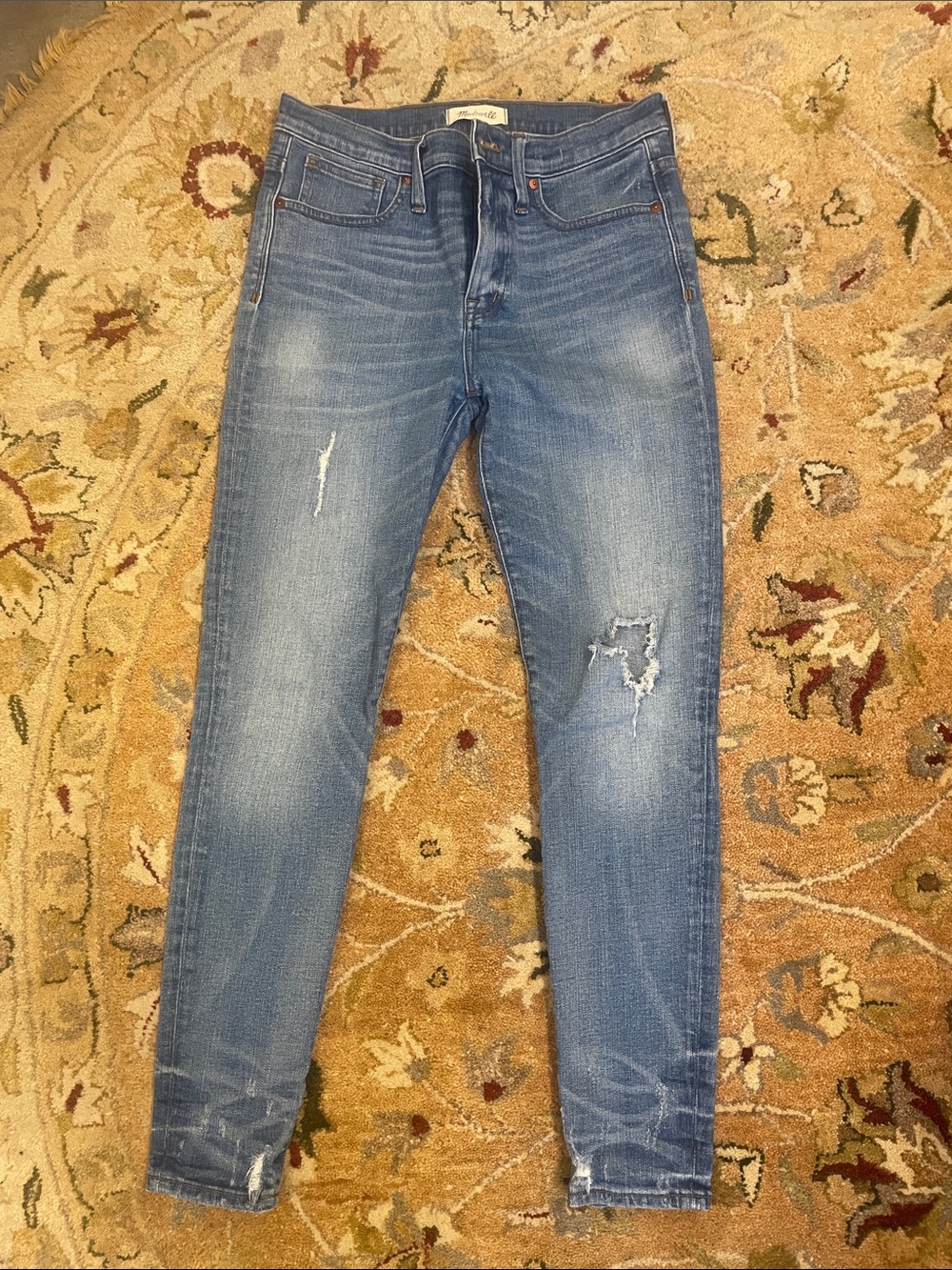 Madewell Womens Distressed Blue Skinny Jeans